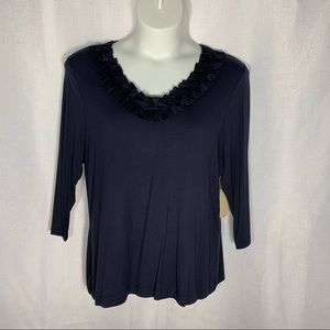 New COLDWATER CREEK Flower Embellished V Neck Top